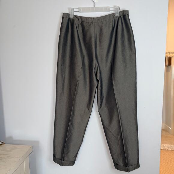 Larry Levine Womens 2 Piece Suit Short Sleeve Pants Size 14 Gray Shoulder Pads - Picture 14 of 14